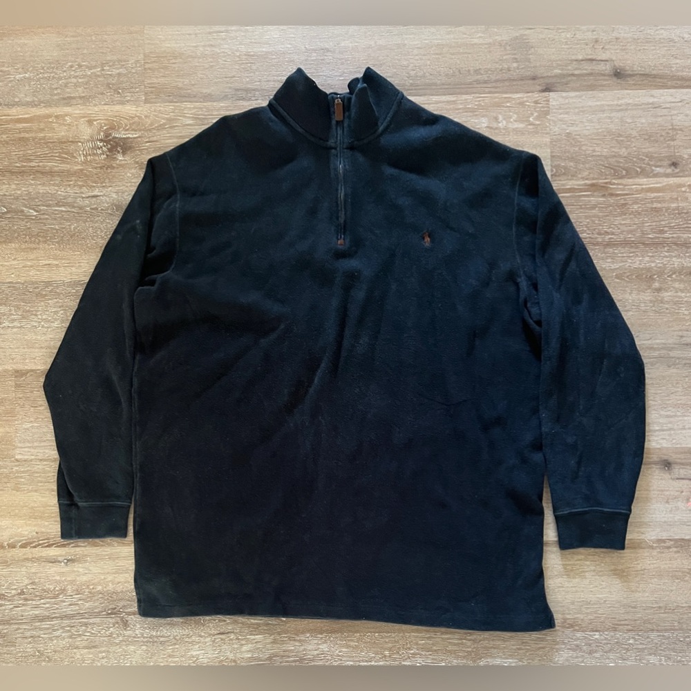 Ralph Lauren Polo 1/4 Zip Sweater Men’s Size 2XLT Tall Black Pony Sweatshirt